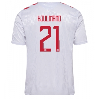 Danimarca Morten Hjulmand #21 Maglia Gara Trasferta Repliche Europei 2024